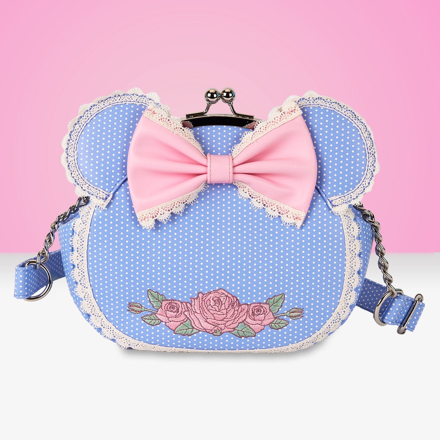 Loungefly x Disney Minnie Floral and Lace Kisslock Crossbody Bag - GeekCore