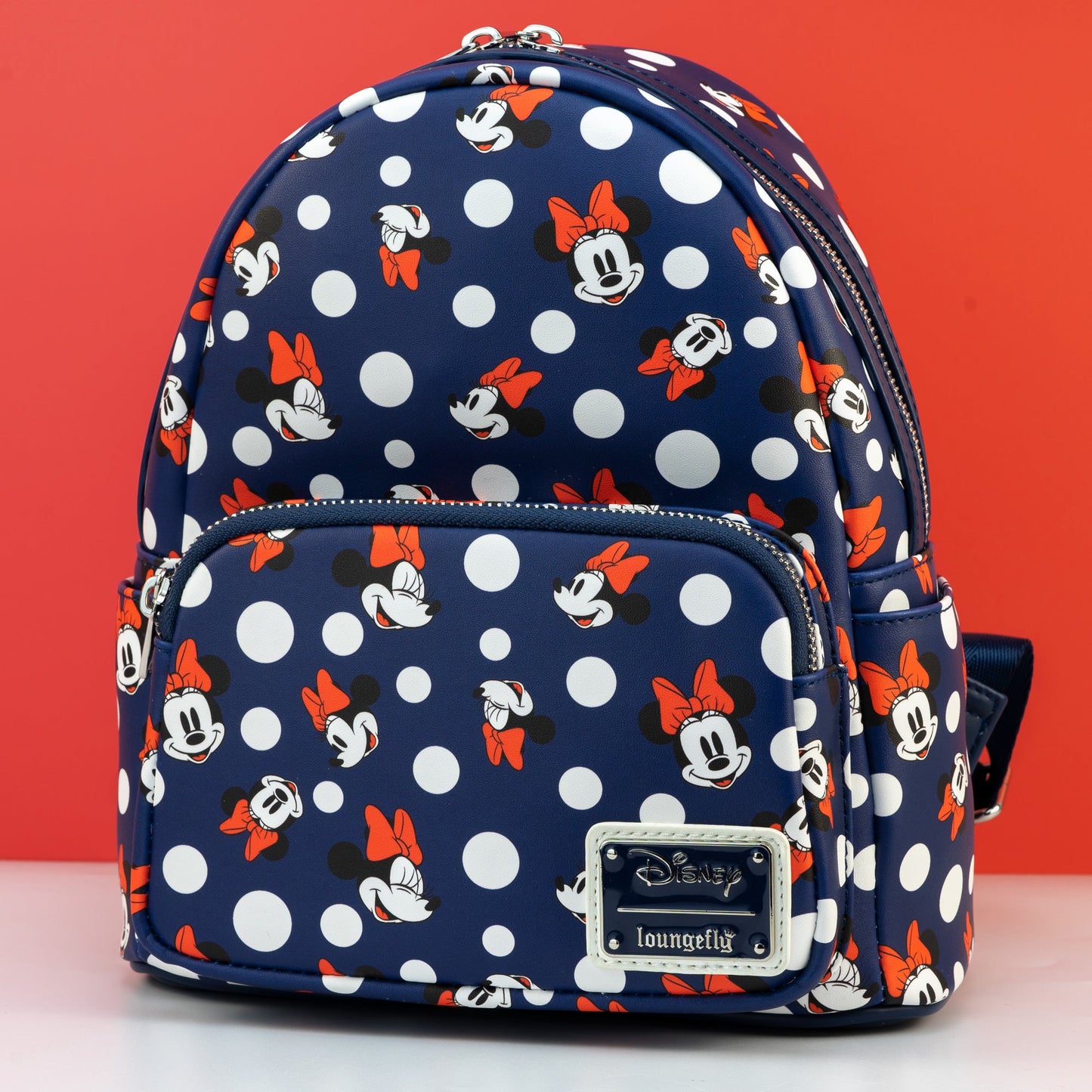 Loungefly x Disney Minnie Mouse Blue Polka Dot AOP Mini Backpack - GeekCore