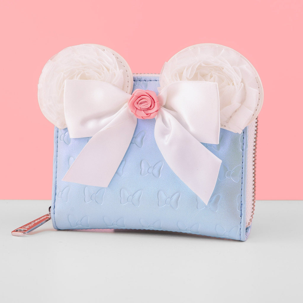 Loungefly x Disney Minnie Mouse Pearlescent Blue Bows Wallet - GeekCore