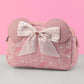 Loungefly x Disney Minnie Mouse Pink Debossed Bows Cosmetic Bag - GeekCore