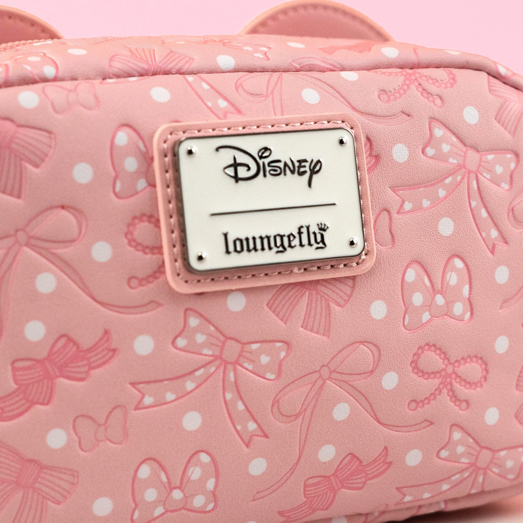 Loungefly x Disney Minnie Mouse Pink Debossed Bows Cosmetic Bag