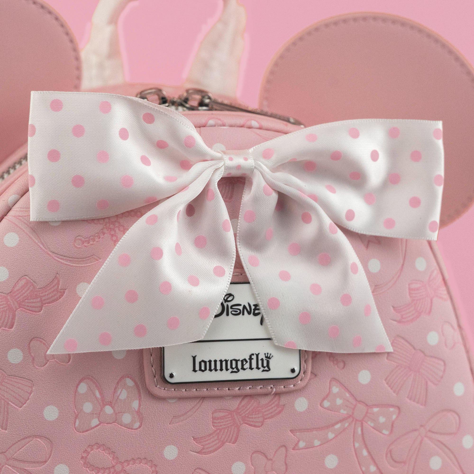 Loungefly x Disney Minnie Mouse Pink Debossed Bows Mini Backpack - GeekCore