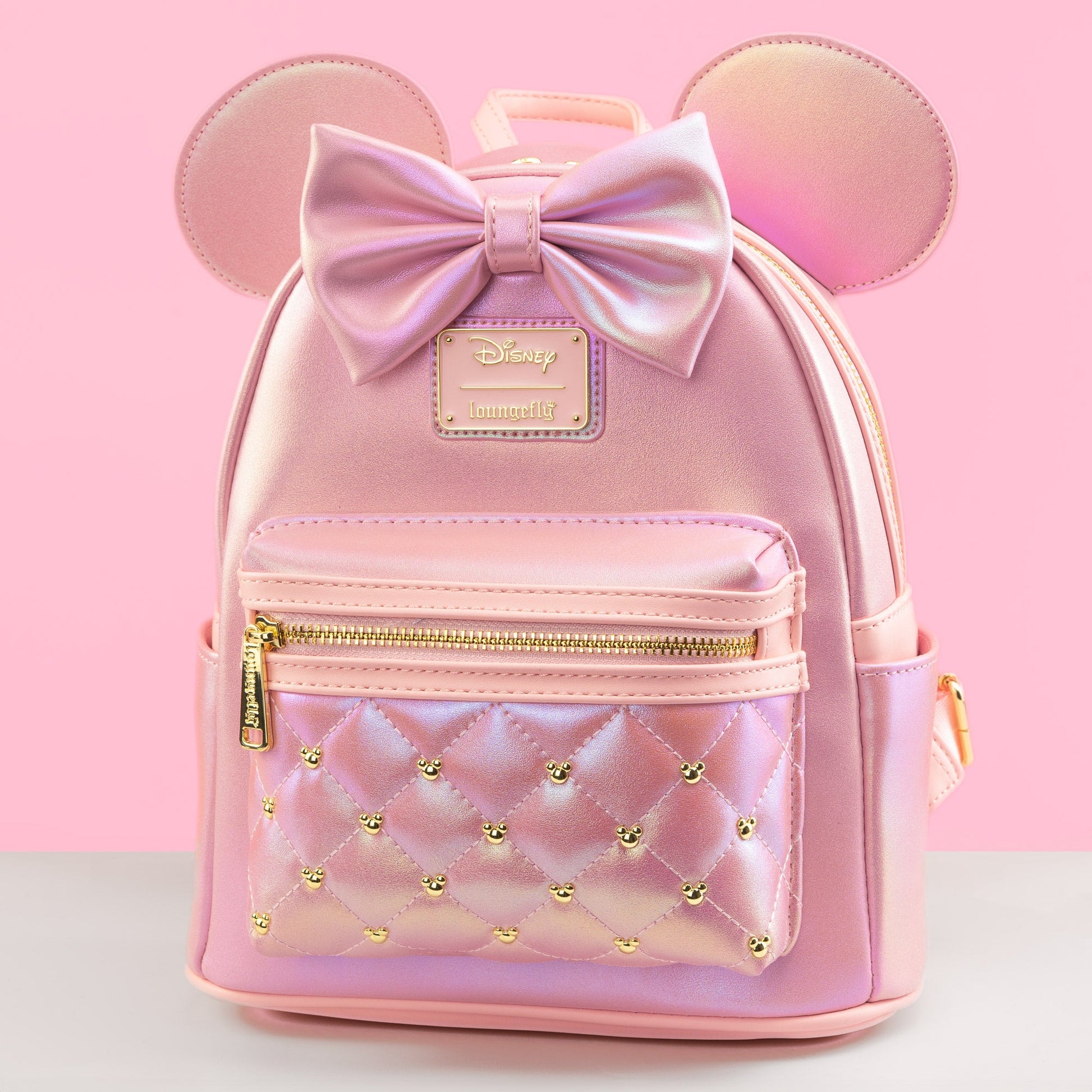 iridescent pink mini backpack Loungefly x Disney Minnie Mouse Rose Iridescent Quilted Mini Backpack – GeekCore
