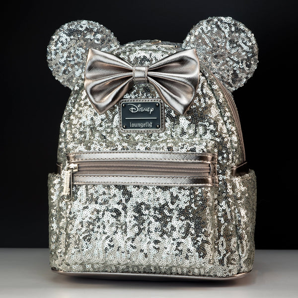 disney minnie mouse silver and pink sequin mini backpack Loungefly x Disney Minnie Mouse Sequin Silver Backpack – GeekCore