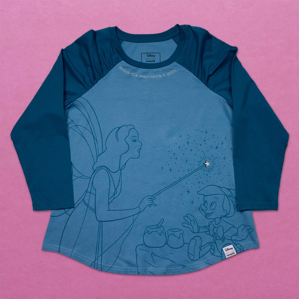 Loungefly x Disney Pinocchio Blue Fairy Shirred Raglan Tee - GeekCore