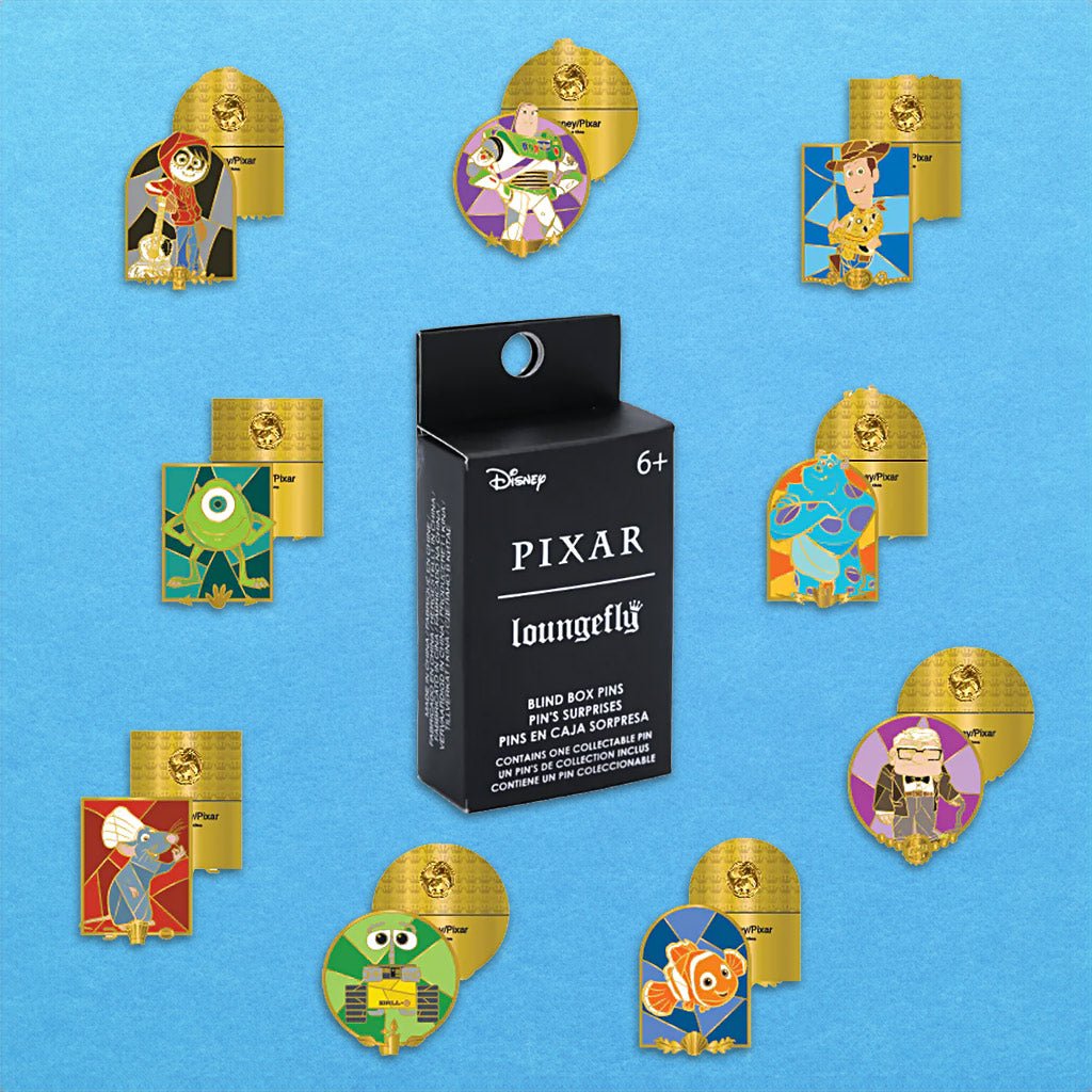 Loungefly x Disney Pixar Character Stain Glass Blind Box Mystery Pin - GeekCore