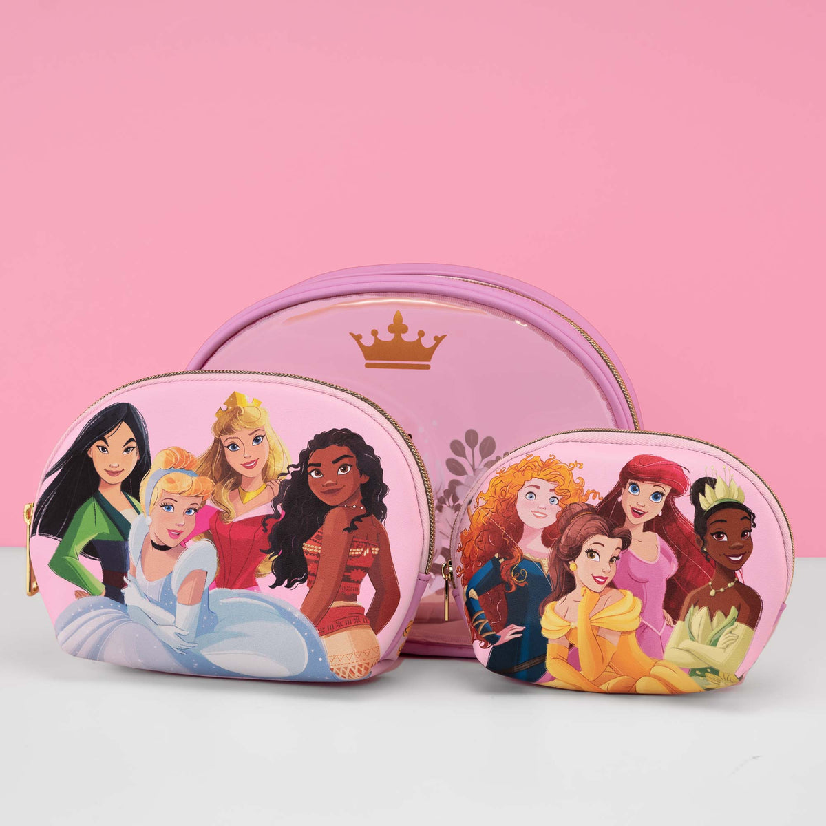 Loungefly x Disney Princess Floral 3 Piece Cosmetic Bag Set - GeekCore
