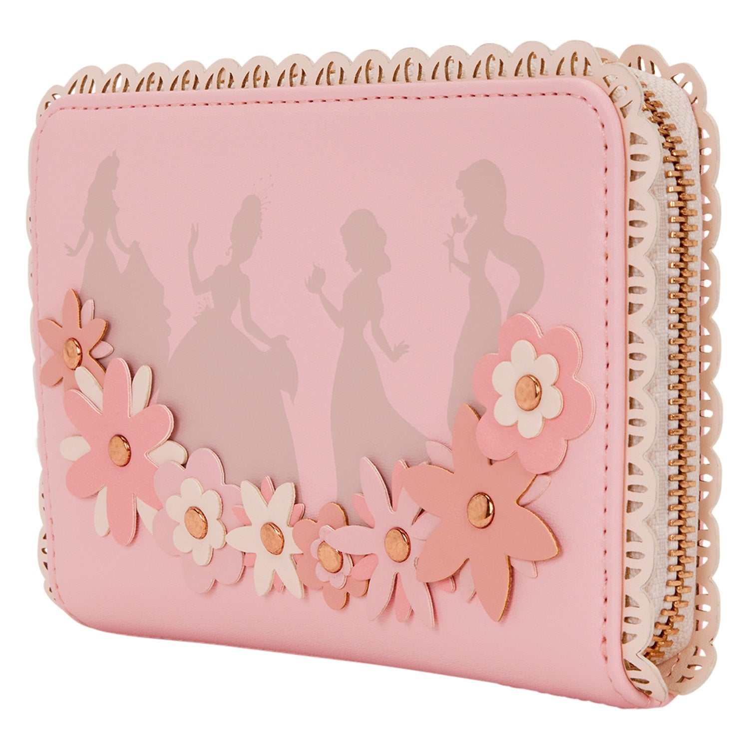 Loungefly x Disney Princess Pink Floral Silhouettes Zip Around Wallet - GeekCore