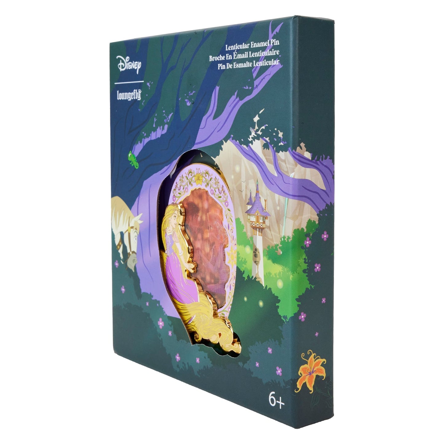 Loungefly x Disney Princess Rapunzel Lentincular 3" Collector Box Pin - GeekCore