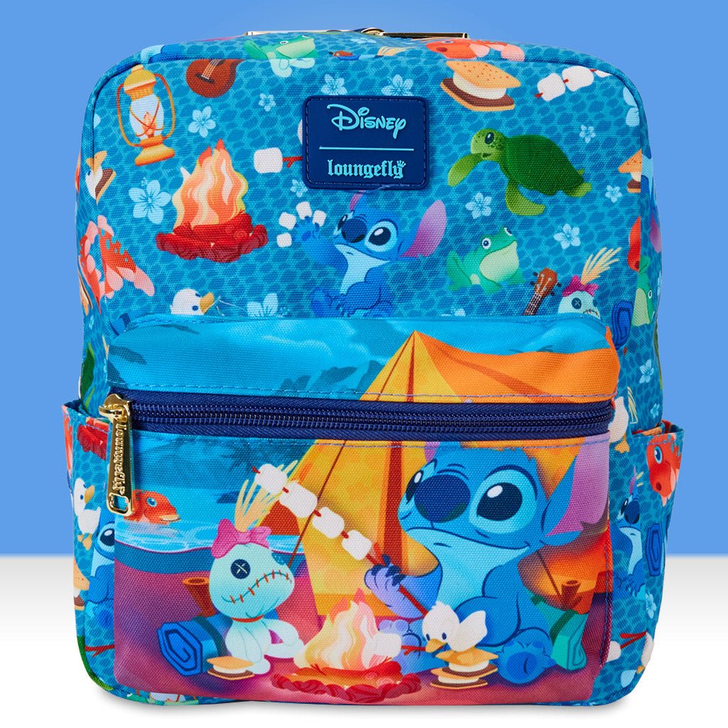 Loungefly x Disney Stitch Camping Cuties AOP Nylon Mini Backpack - GeekCore