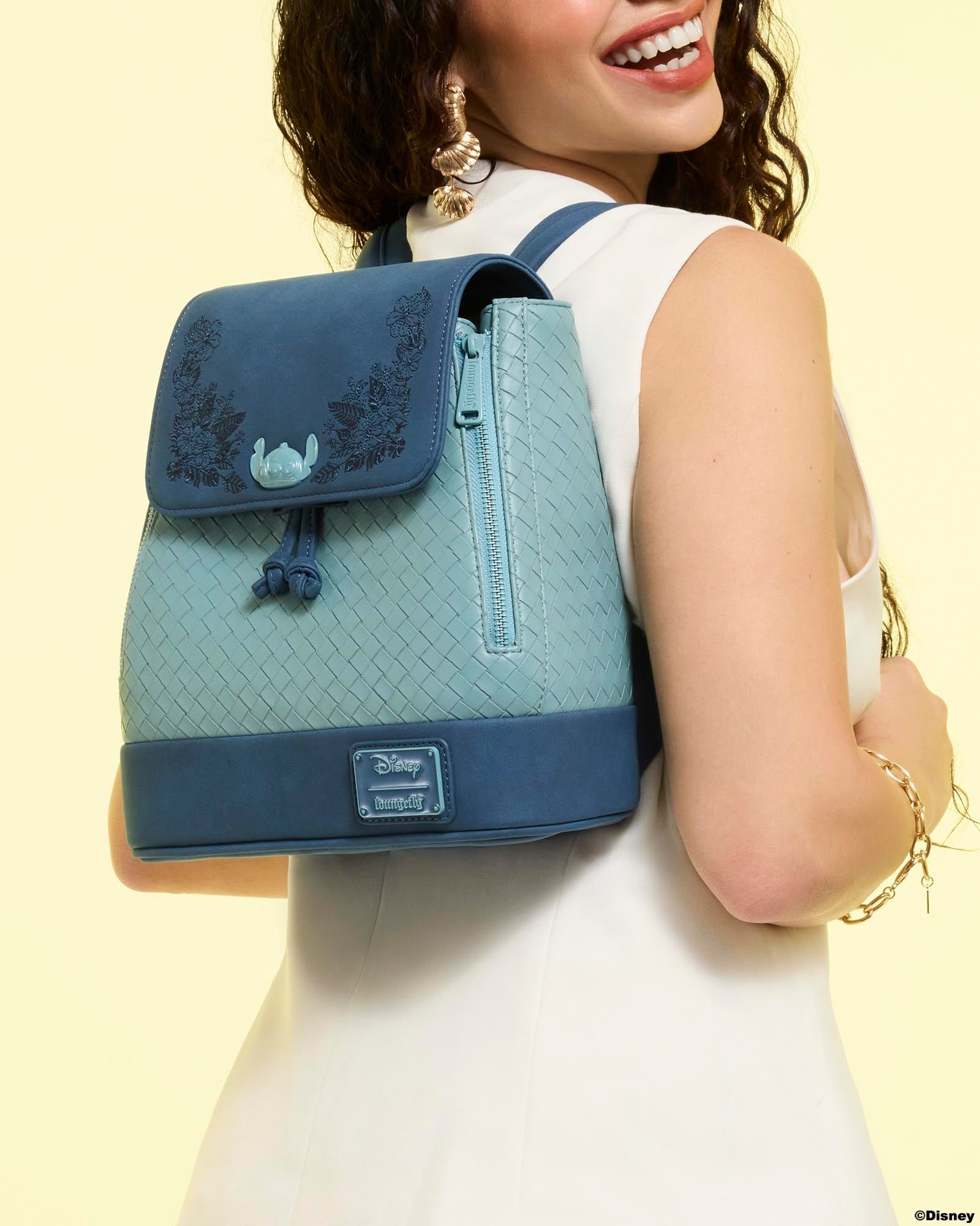 Loungefly x Disney Stitch Embroidered Floral Mini Backpack - GeekCore