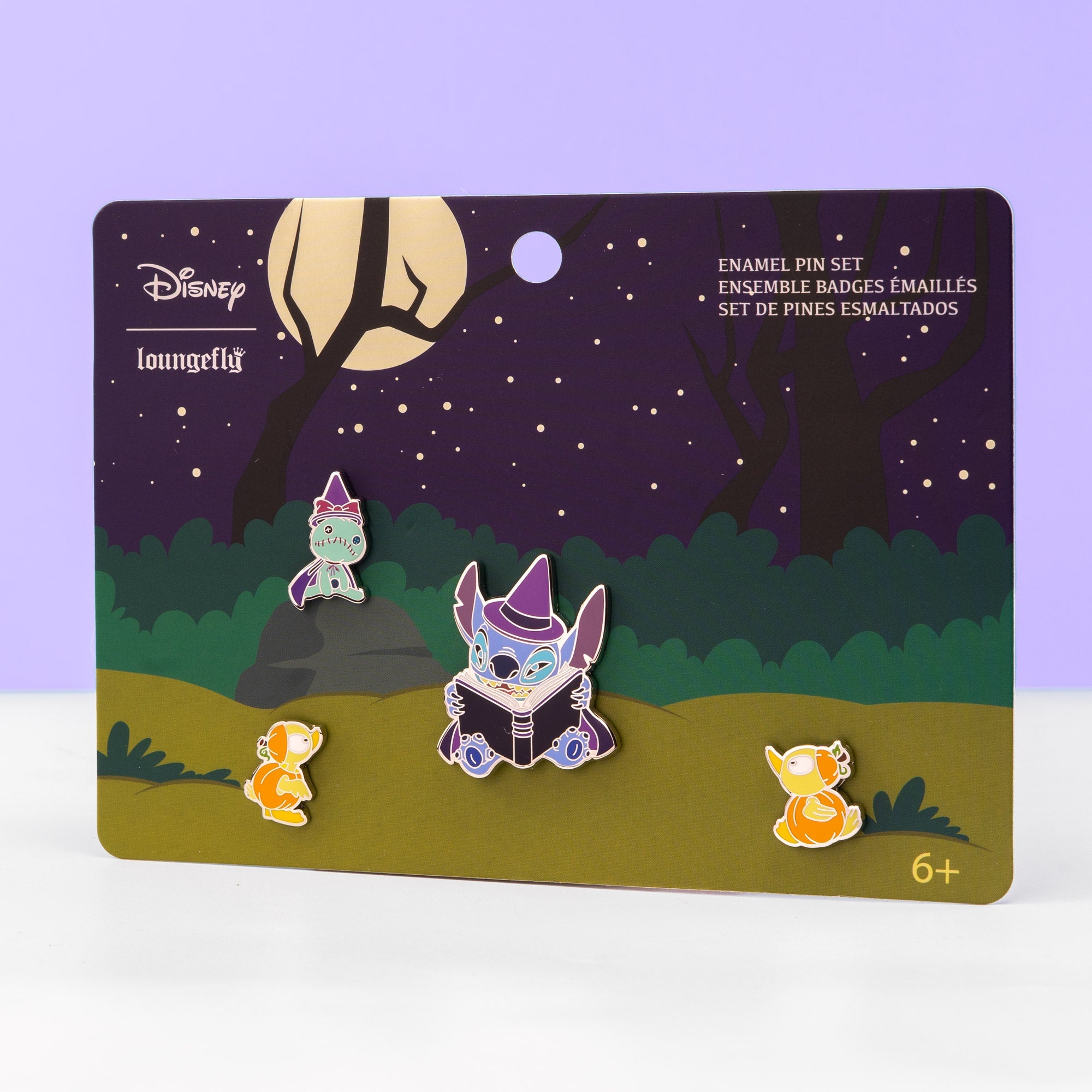 Loungefly x Disney Stitch Spooky Stories Halloween 4 Piece Pin Set - GeekCore
