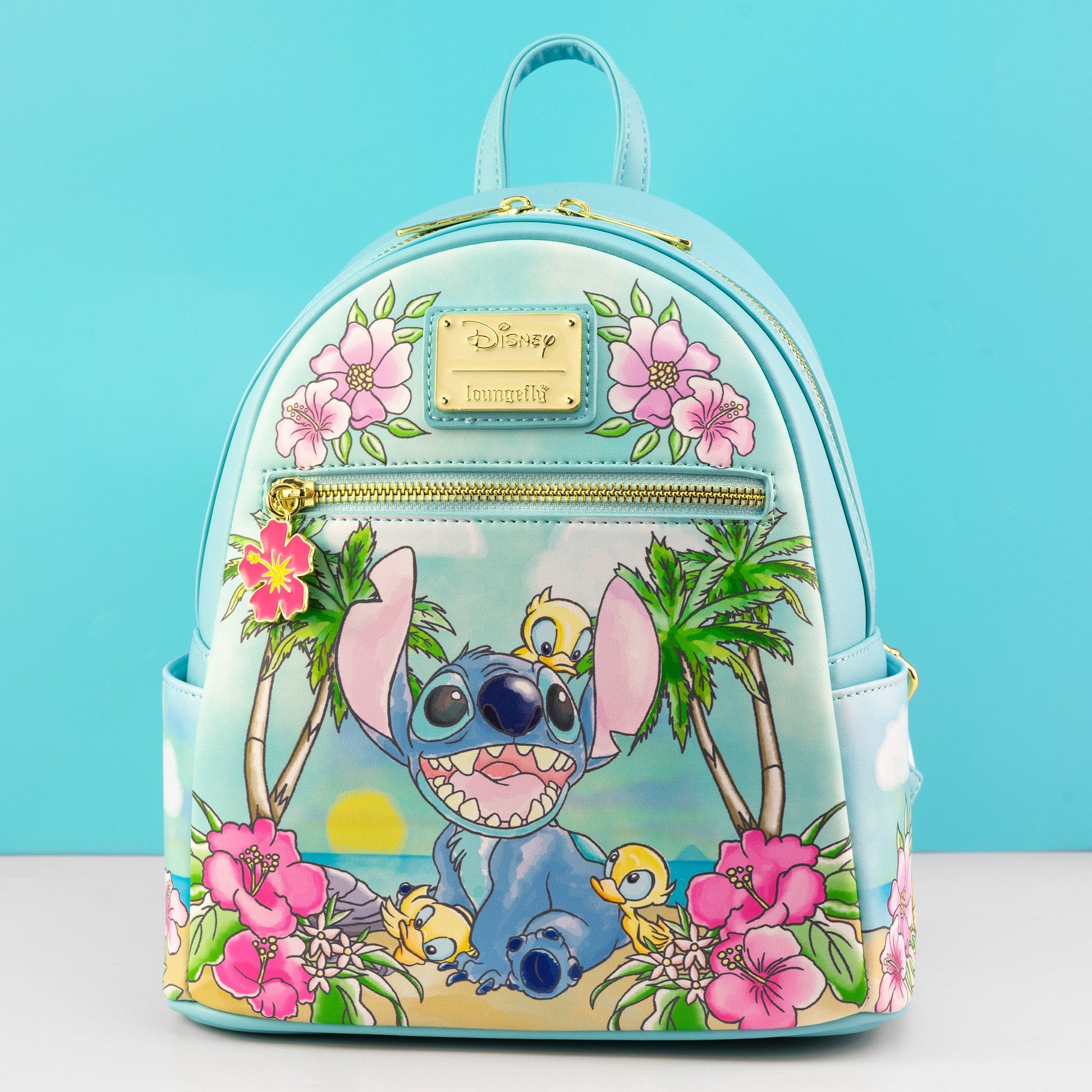 disney loungefly mini backpack stitch Loungefly x Disney Stitch with Ducklings Tropical Mini Backpack – GeekCore