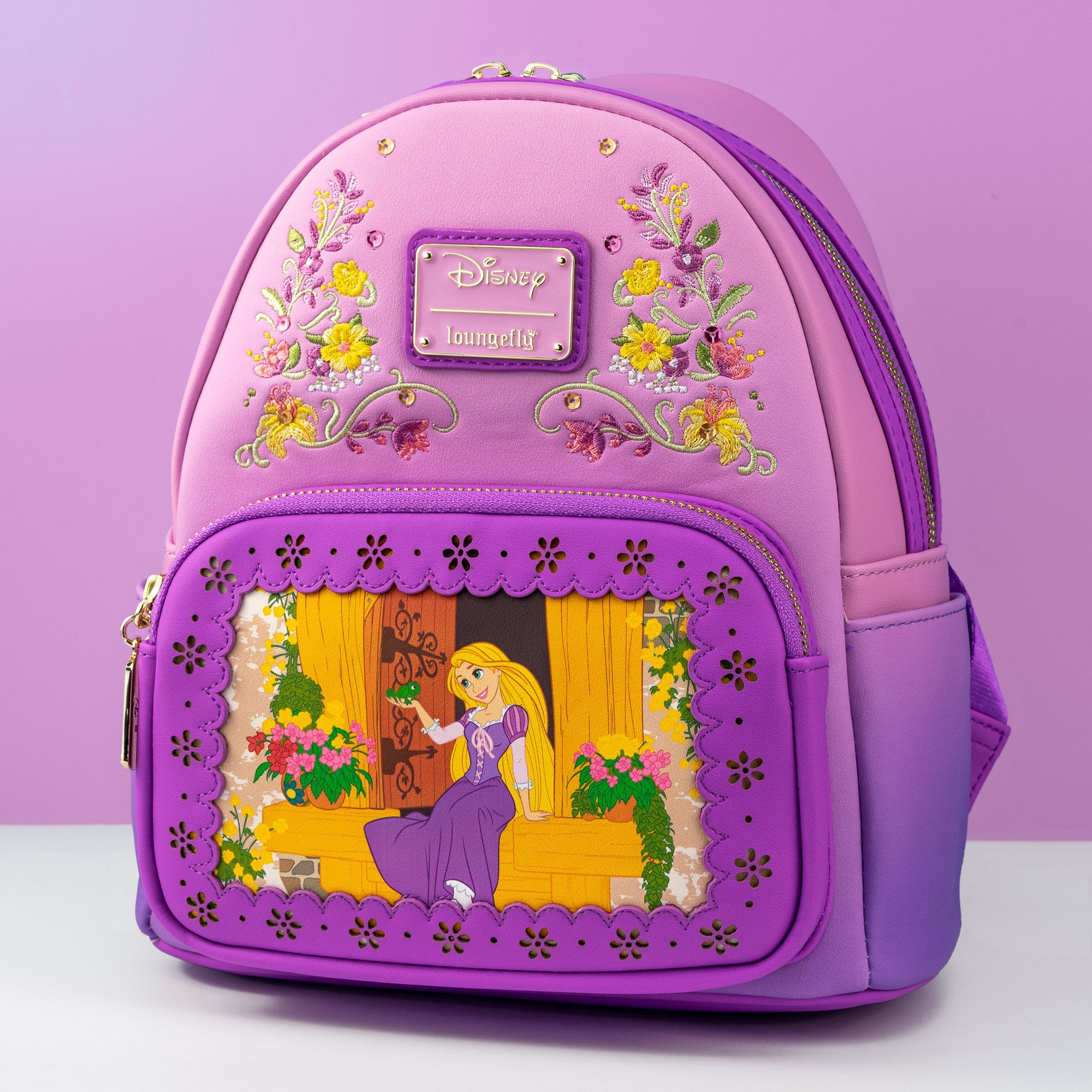 Loungefly x Disney Tangled Rapunzel Die Cut Window Scene Mini Backpack ...