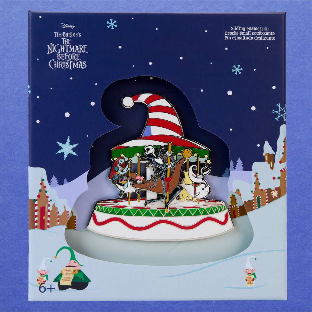 Loungefly x Disney The Nightmare Before Christmas Christmas Town Carousel Sliding 3" Collectors Pin - GeekCore