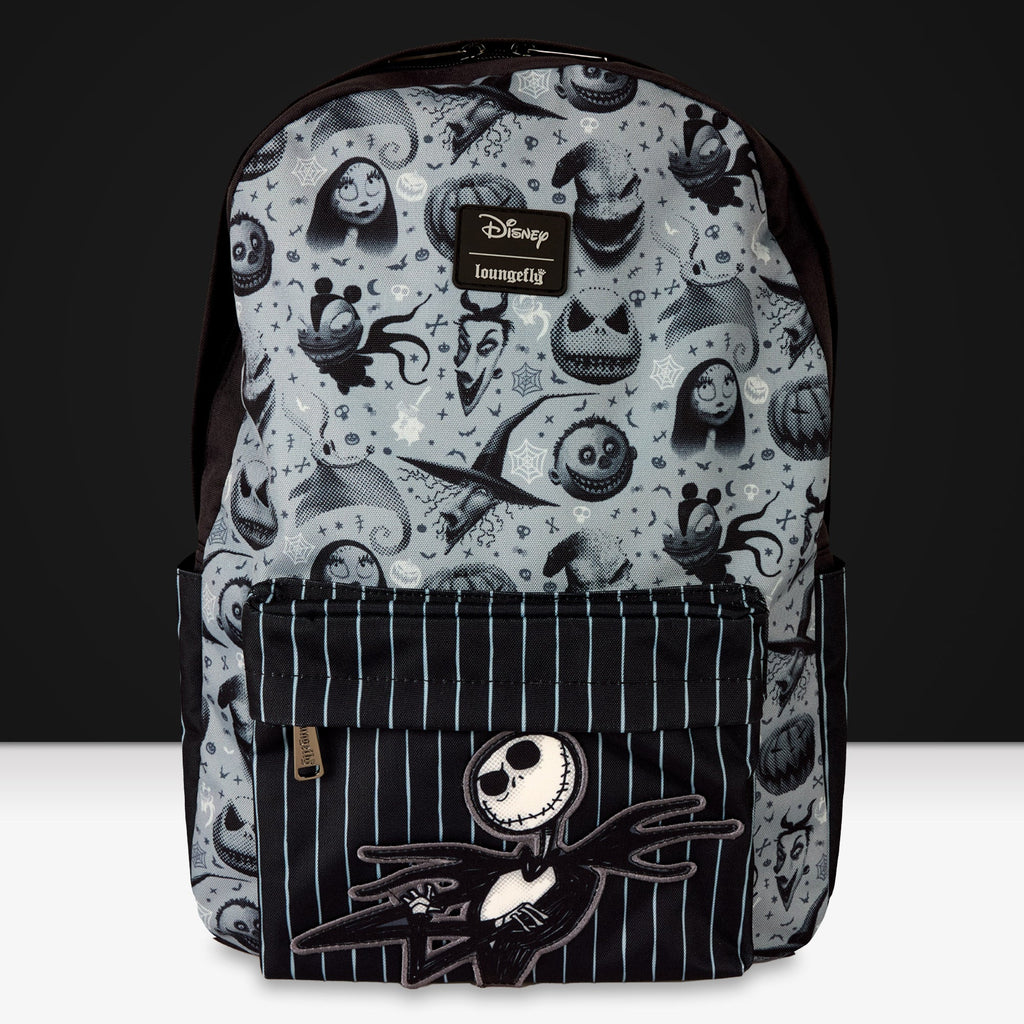 Loungefly x Disney The Nightmare Before Christmas Monochrome Nylon Full - Size Backpack - GeekCore
