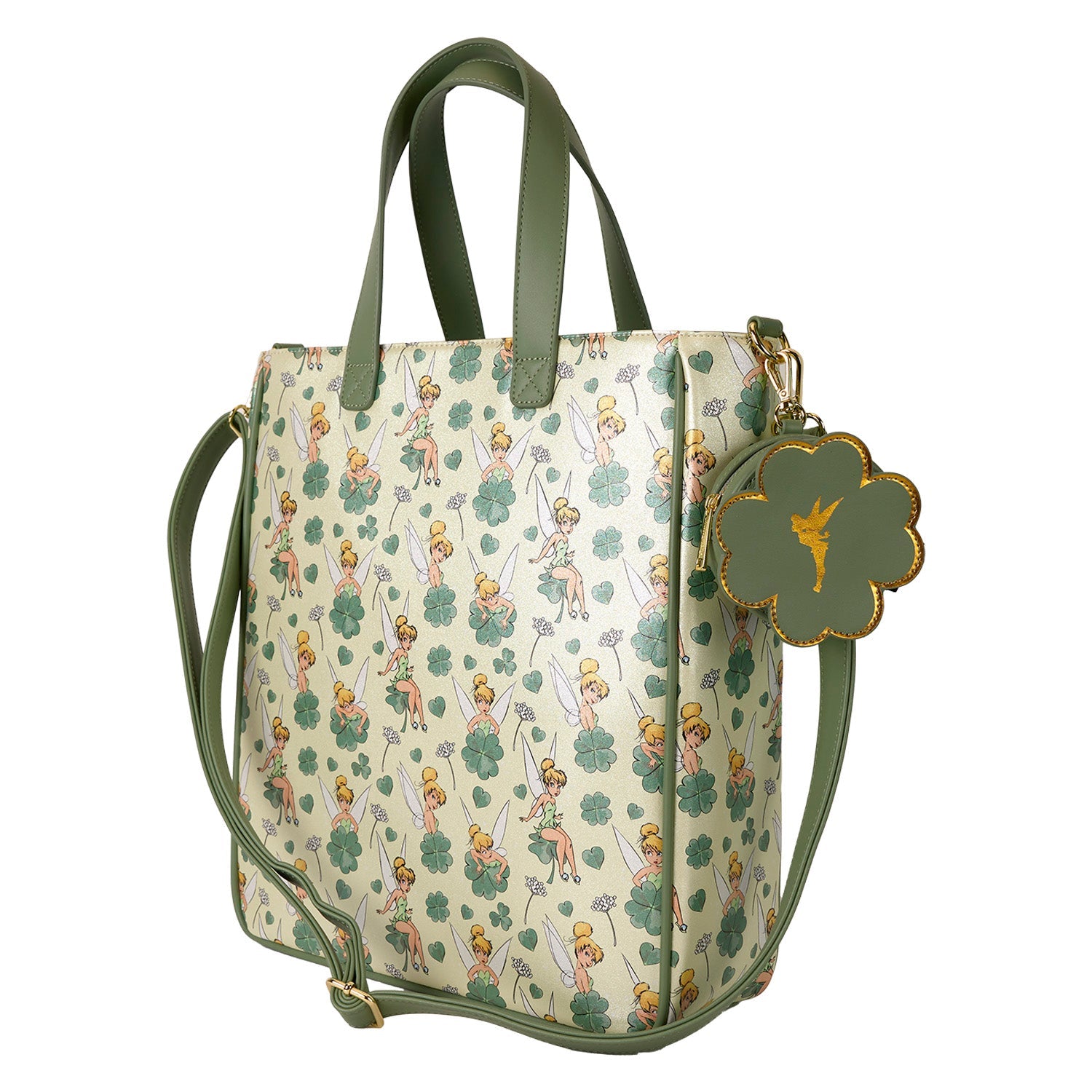 Loungefly x Disney Tinker Bell Four - Leaf Clover Tote Bag with Coin Bag - GeekCore