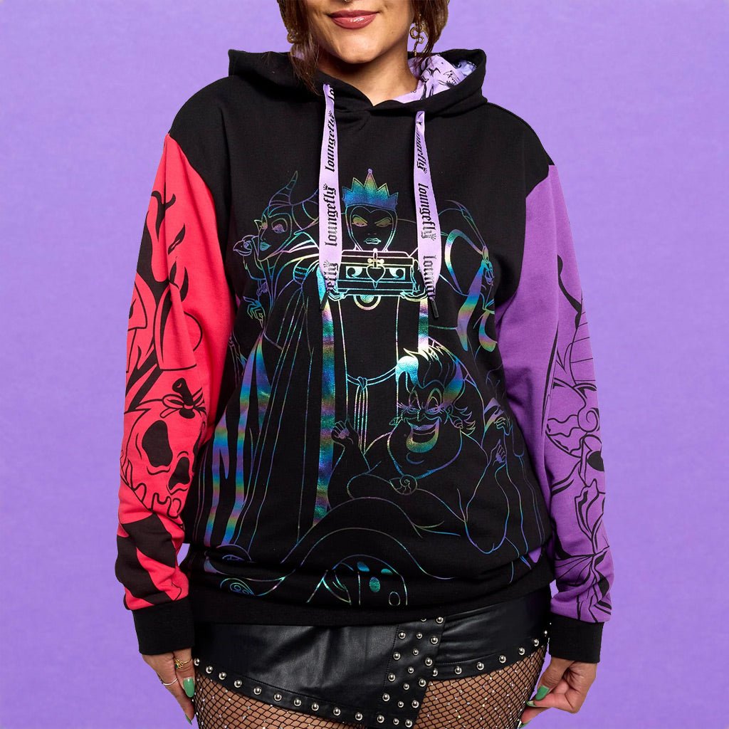 Loungefly x Disney Villains Color Block Hooded Sweatshirt - GeekCore