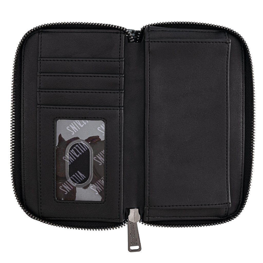 Loungefly X Disney Villains Debossed All Over Print Zip Around Purse - GeekCore