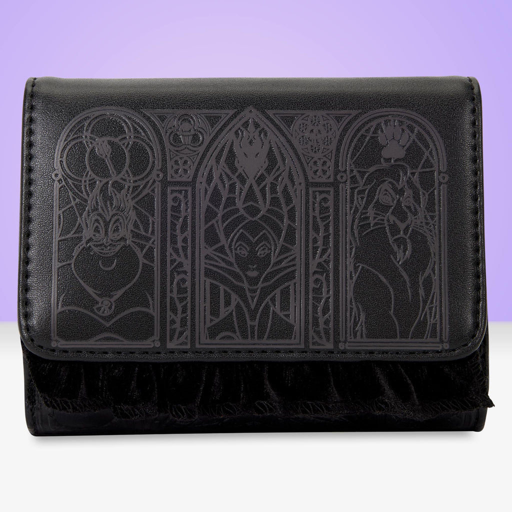 Loungefly x Disney Villains Stained Glass Tri - Fold Wallet - GeekCore