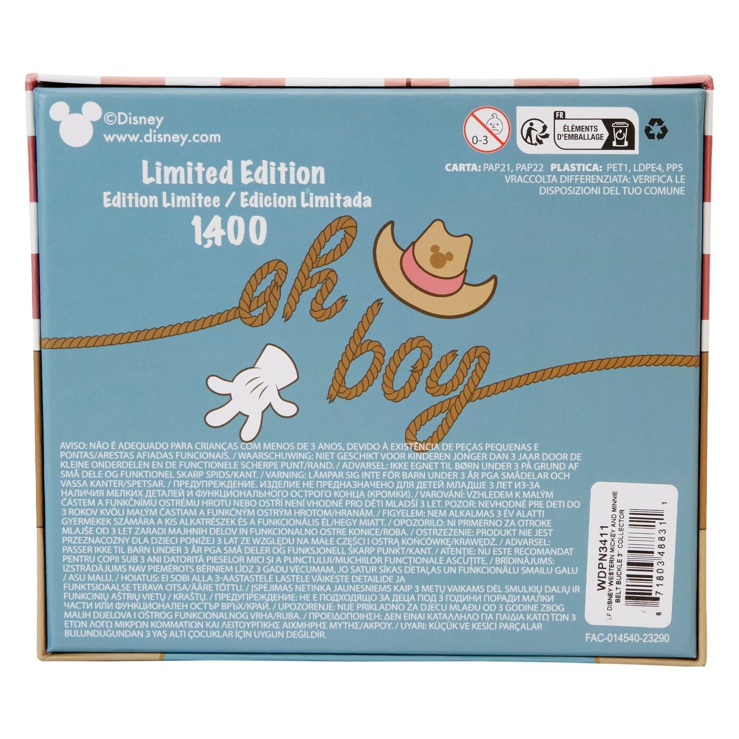 Loungefly x Disney Western Mickey and Minnie Mouse Belt Buckle 3 Inch Pin - GeekCore