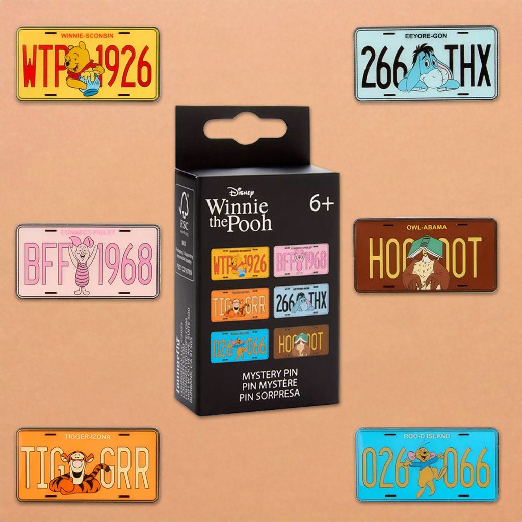 Loungefly x Disney Winnie the Pooh Character License Plate Blind Box Mystery Pin - GeekCore