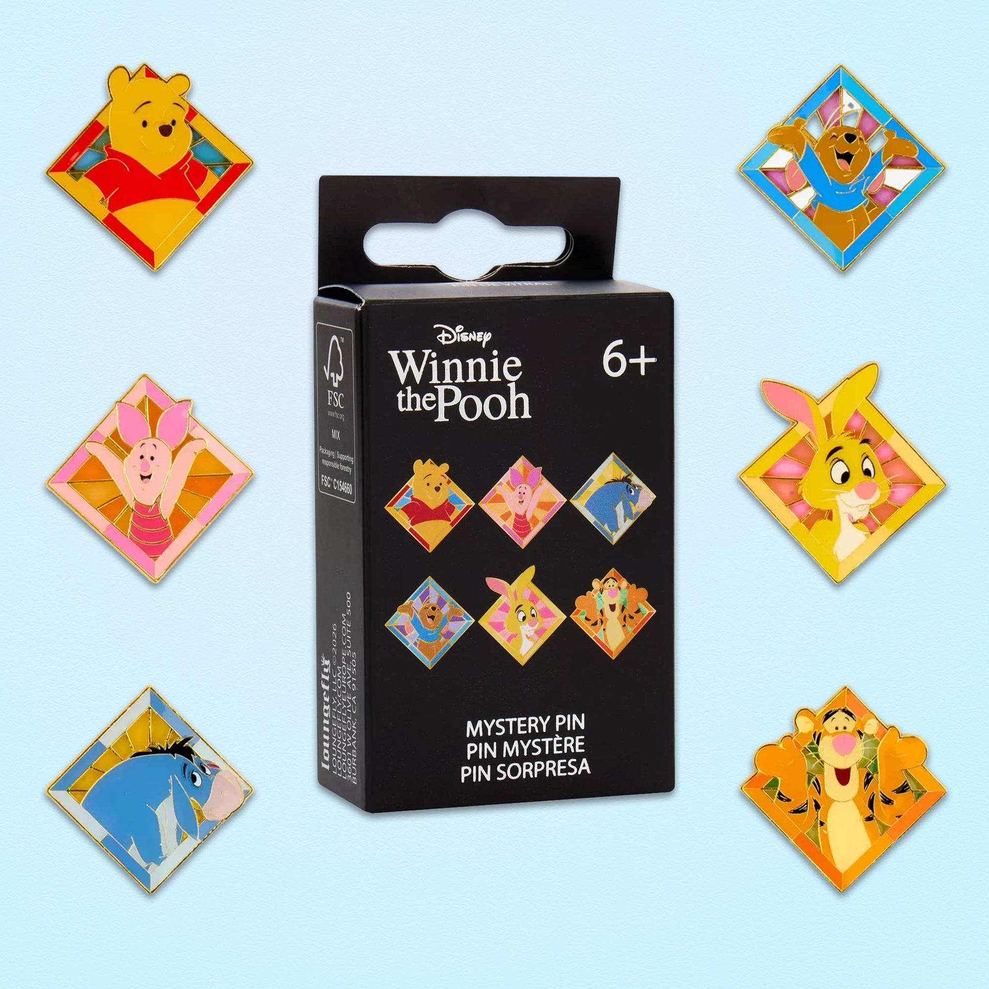 Loungefly x Disney Winnie the Pooh Diamond Stained Glass Blind Box Mystery Pin - GeekCore