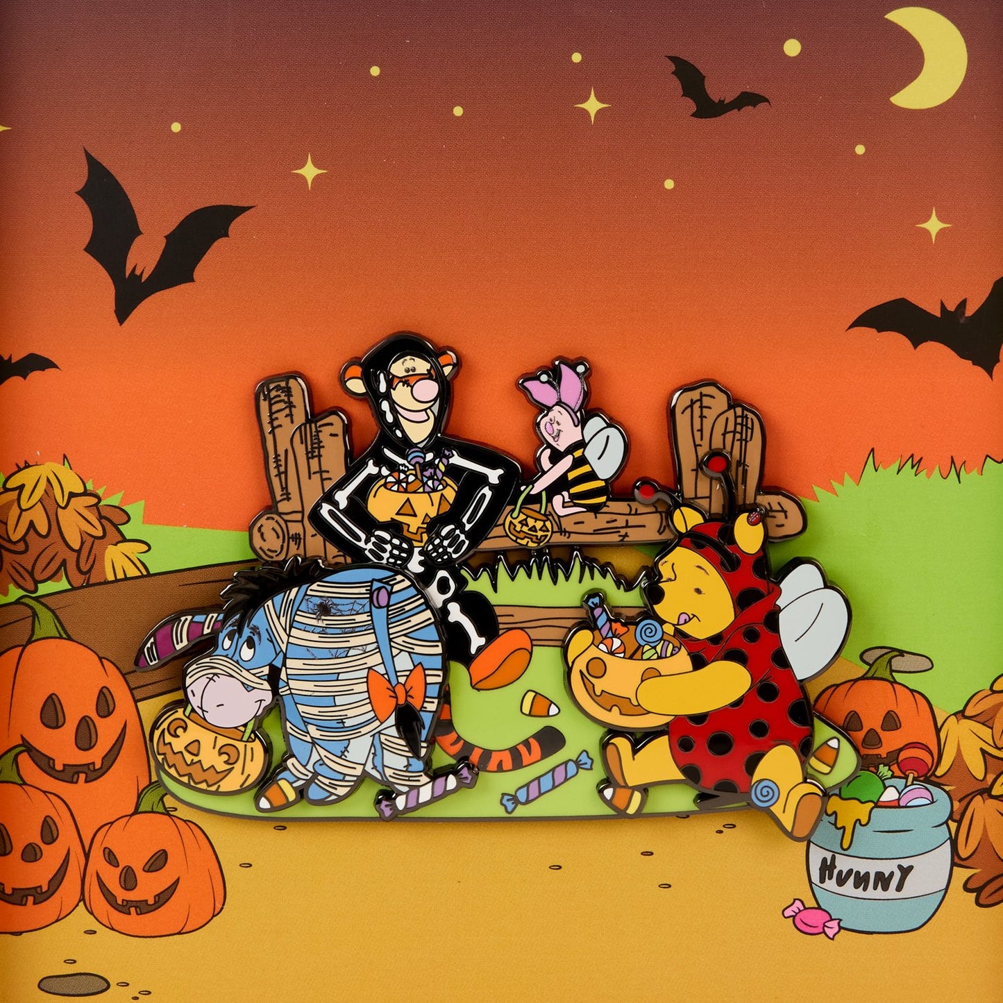 Loungefly x Disney Winnie the Pooh Trick Or Treat Moving 3" Collector Box Pin - GeekCore