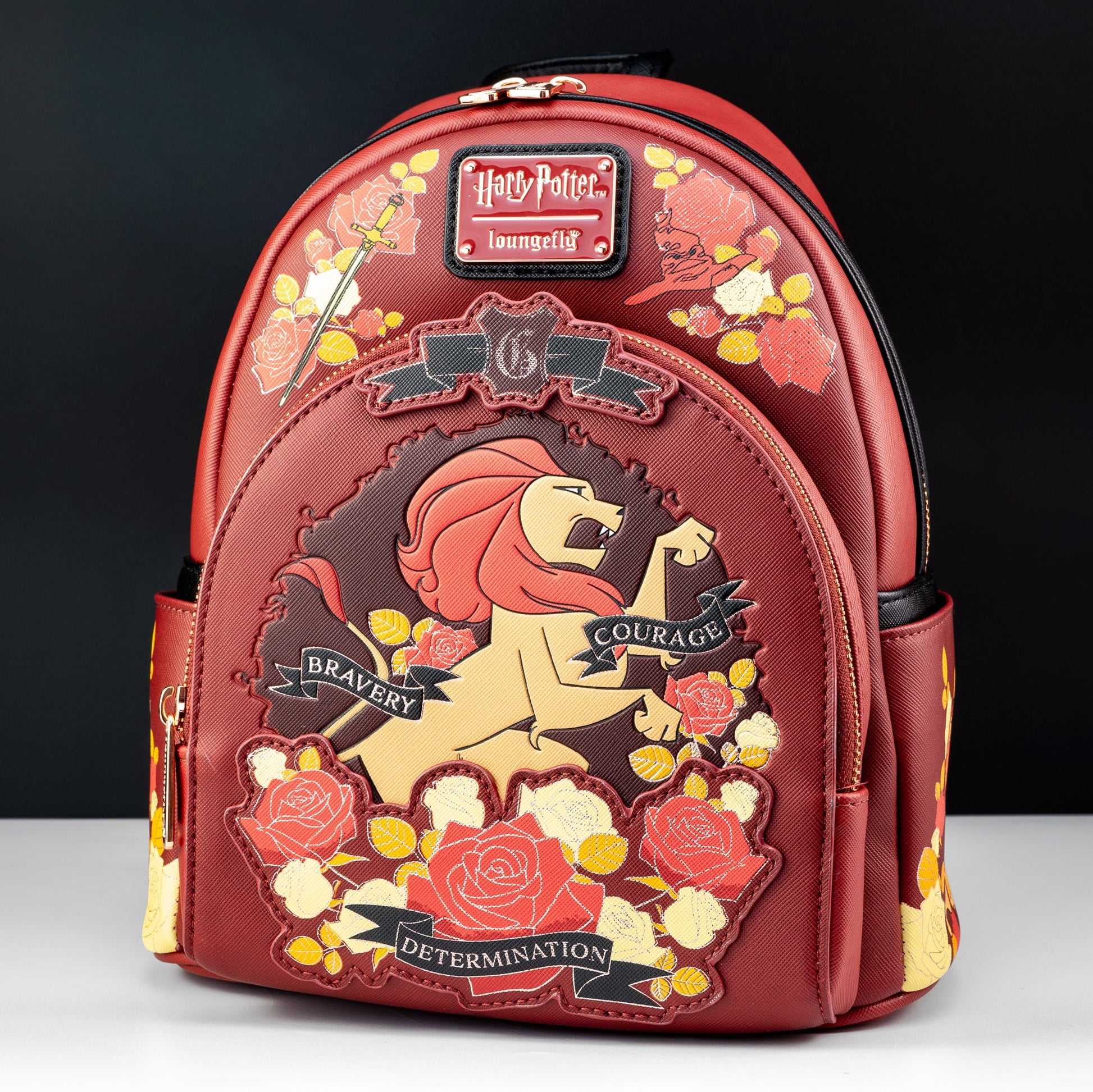 gryffindor mini backpack Harry Potter Plaid Hogwarts Crest metal rivets Harry Potter Gryffindor House Floral