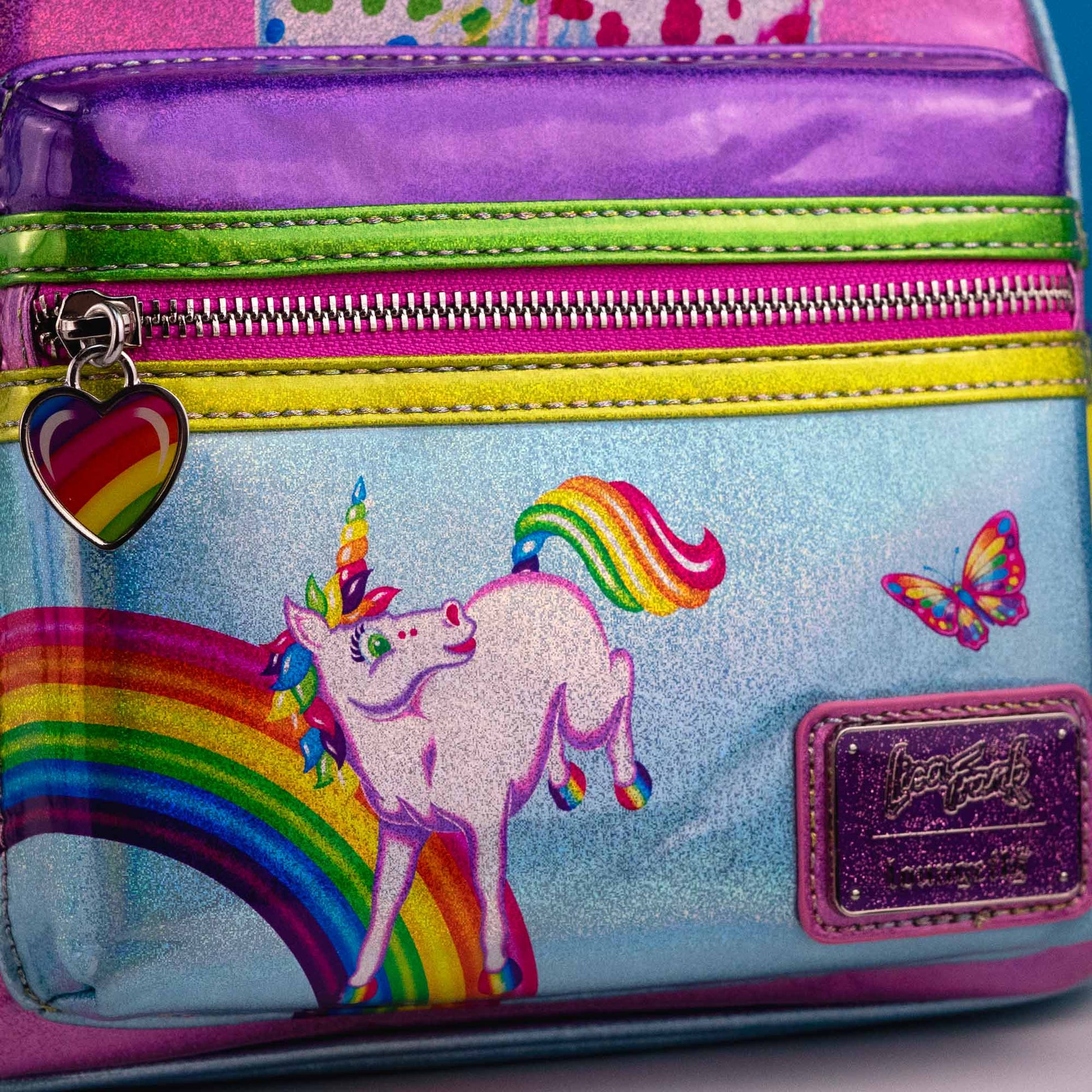 Loungefly x Lisa Frank Glitter Colour Block Mini Backpack - GeekCore