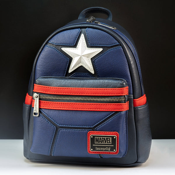captain america leather backpack Official Loungefly x Marvel Captain America Mini Backpack – GeekCore