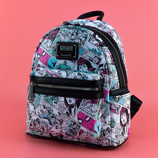 MARVEL‎ LOUNGEFLY Mini Backpack Comic Print Red Trim Like New Loungefly Marvel Comic Mini Backpack | Hot Topic main image 3