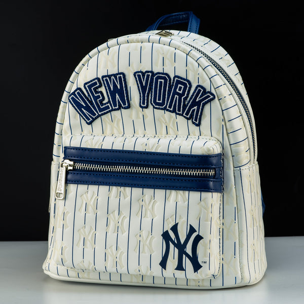 blue white pin strip mini backpack Loungefly x MLB New York Yankees Pinstripe Mini Backpack – GeekCore
