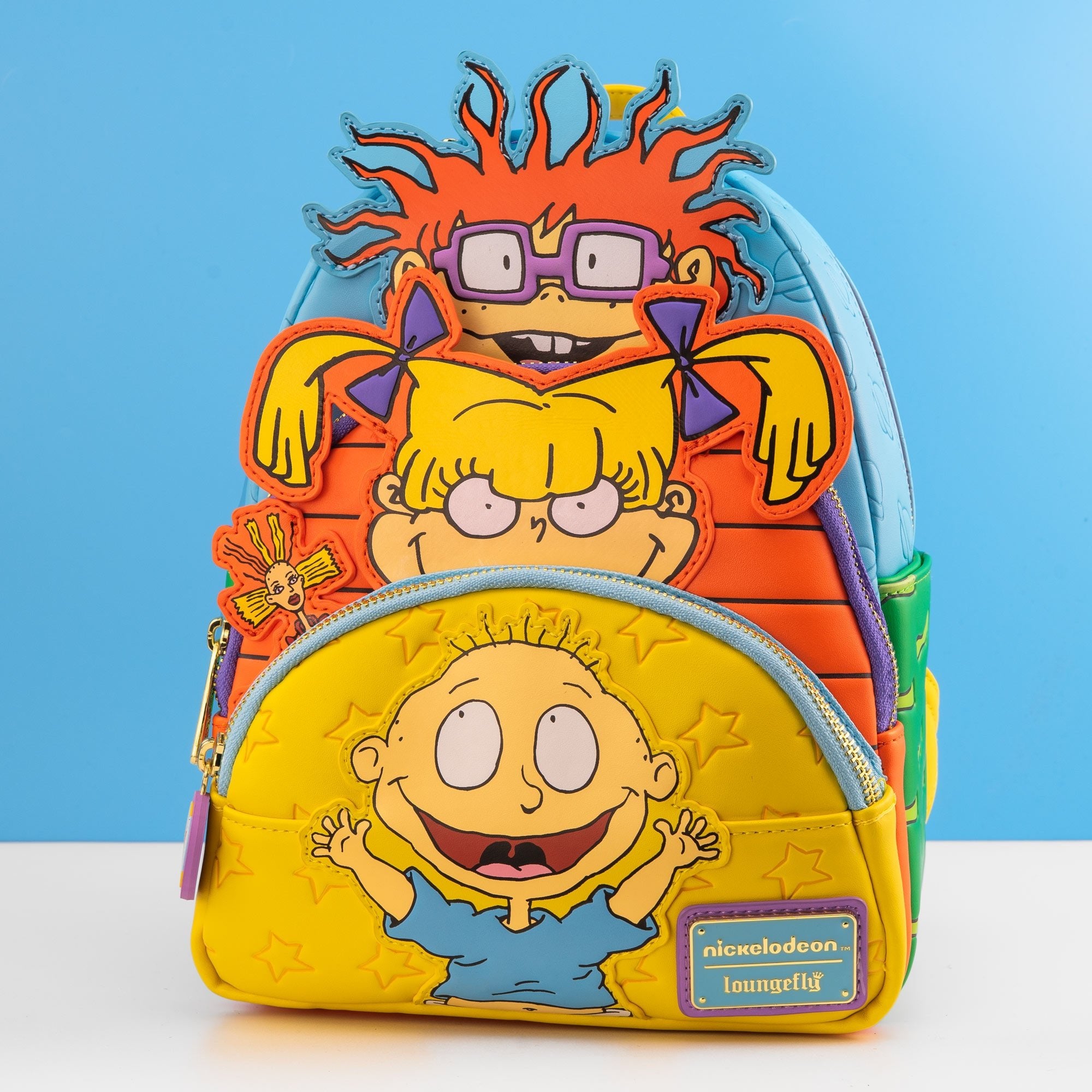 Loungefly x Nickelodeon Rugrats Tommy, Chucky & Angelica Triple Pocket Mini Backpack - GeekCore