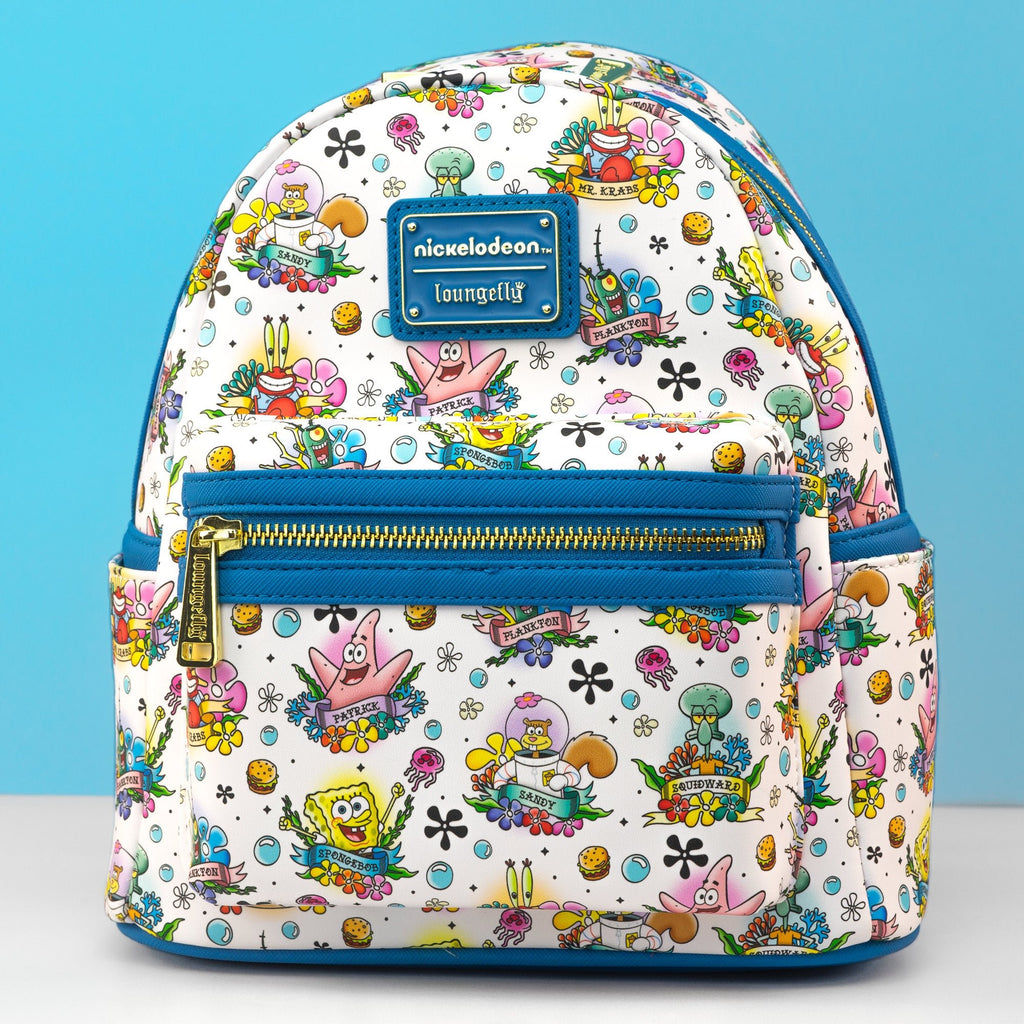 Loungefly x Nickelodeon Spongebob Squarepants Tattoo AOP Mini Backpack - GeekCore