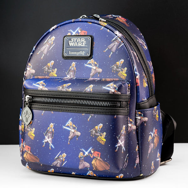 ahsoka tano loungefly mini backpack Loungefly x Star Wars Ahsoka Tano Alternating poses AOP Mini Backpack – GeekCore