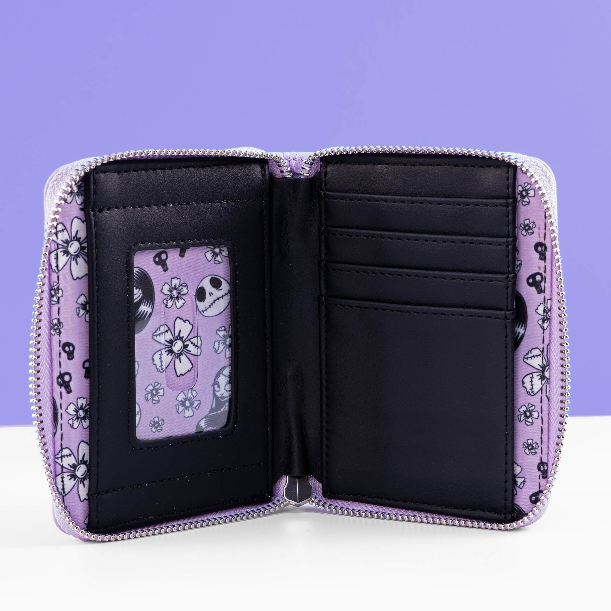 Loungefly x The Nightmare Before Christmas Jack and Sally Lavender Floral Wallet - GeekCore