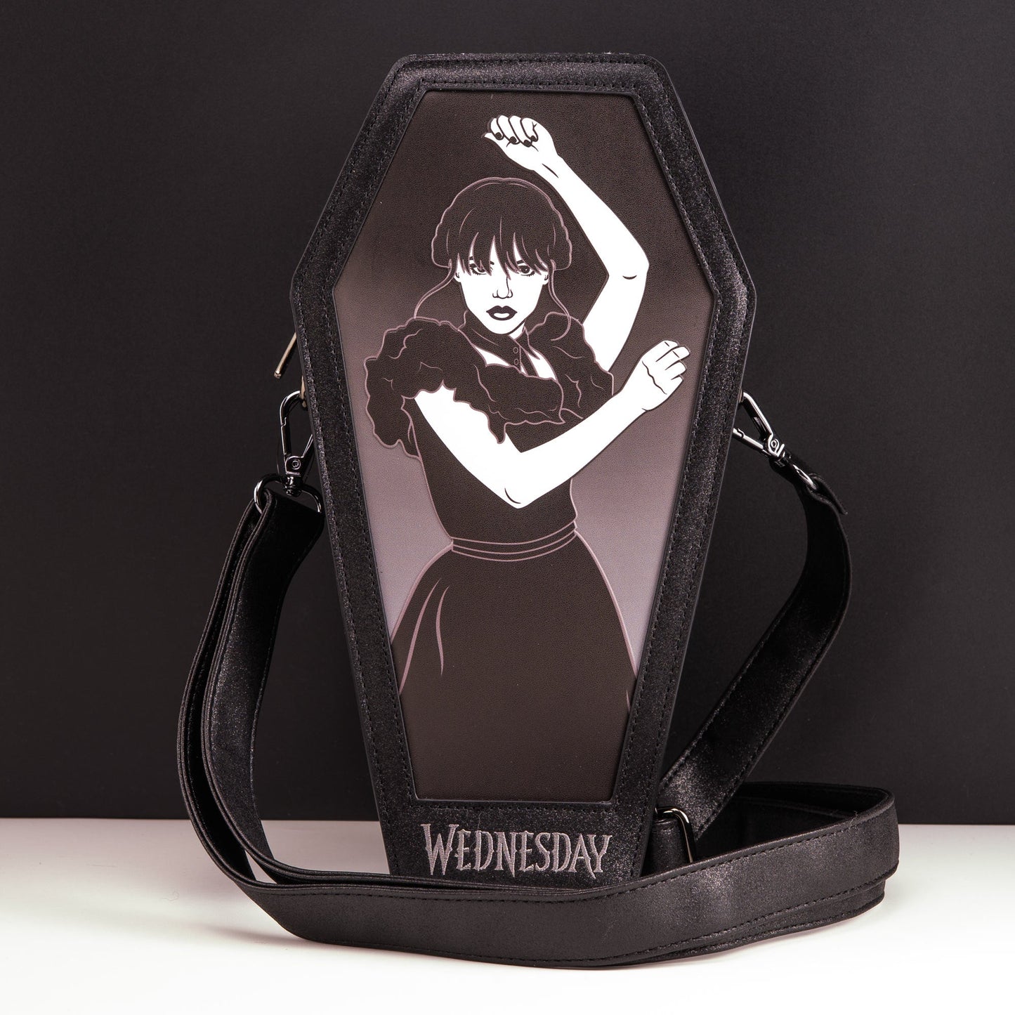 Loungefly x Wednesday Dance Pose Coffin Crossbody Bag - GeekCore