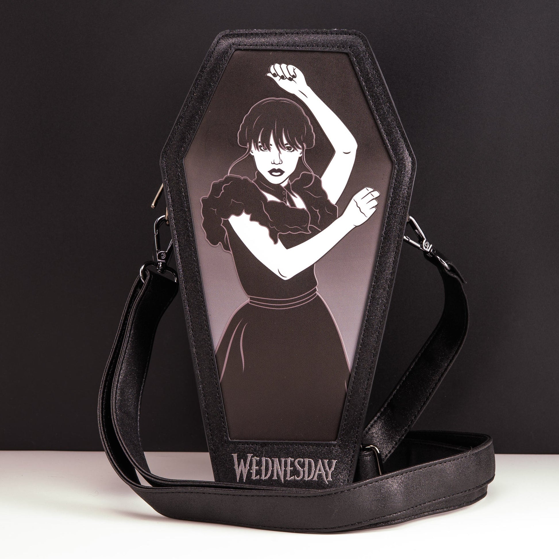 Loungefly x Wednesday Dance Pose Coffin Crossbody Bag - GeekCore