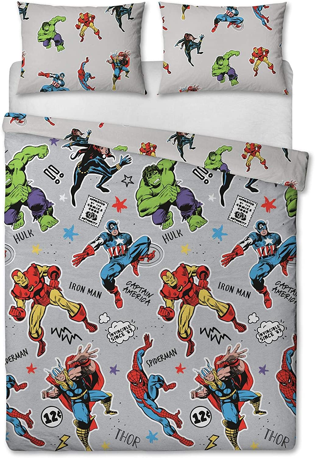 Marvel Comics Reversible Double Duvet Cover Bedding Set - GeekCore