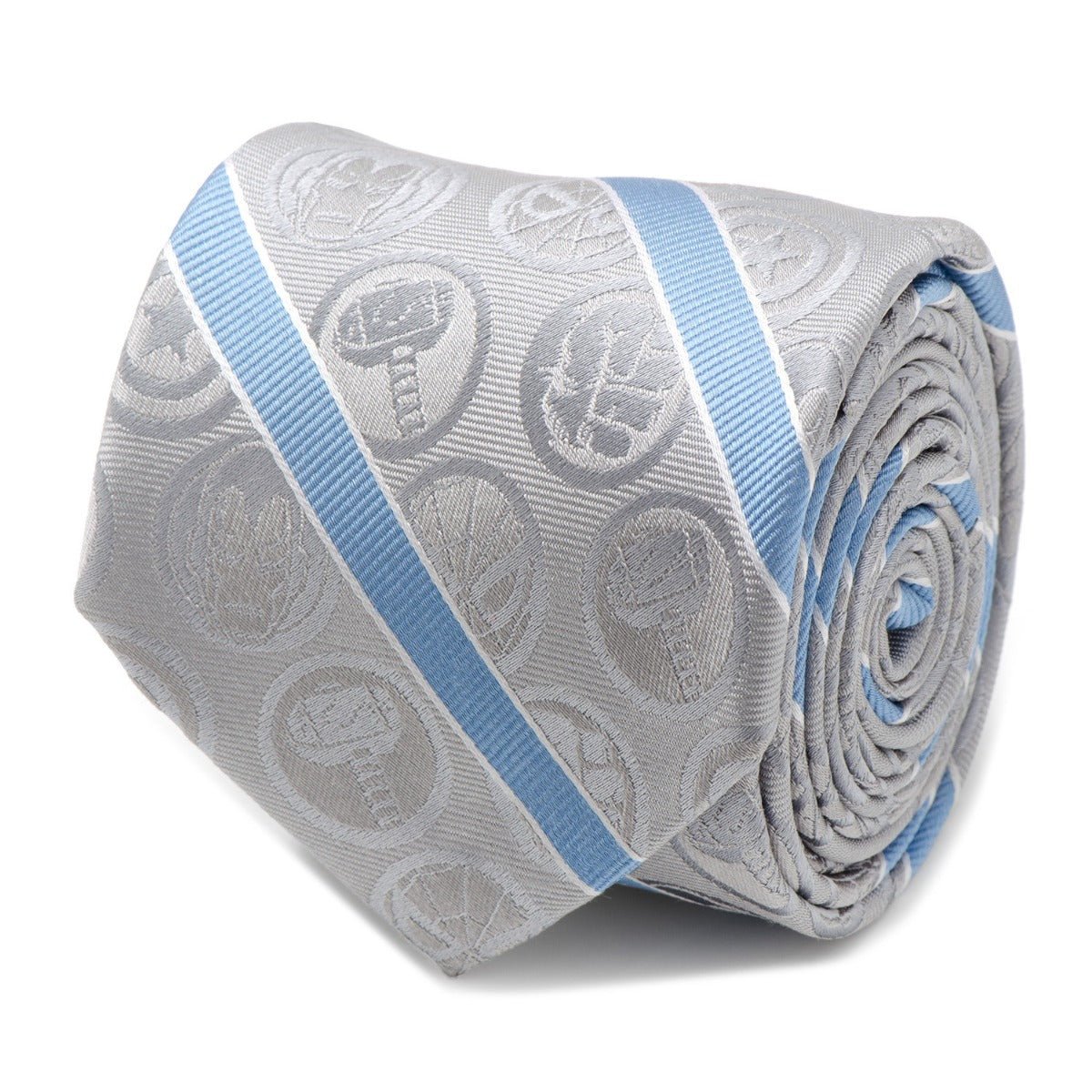 Marvel The Avengers Character Icon Grey and Blue Silk Tie - GeekCore