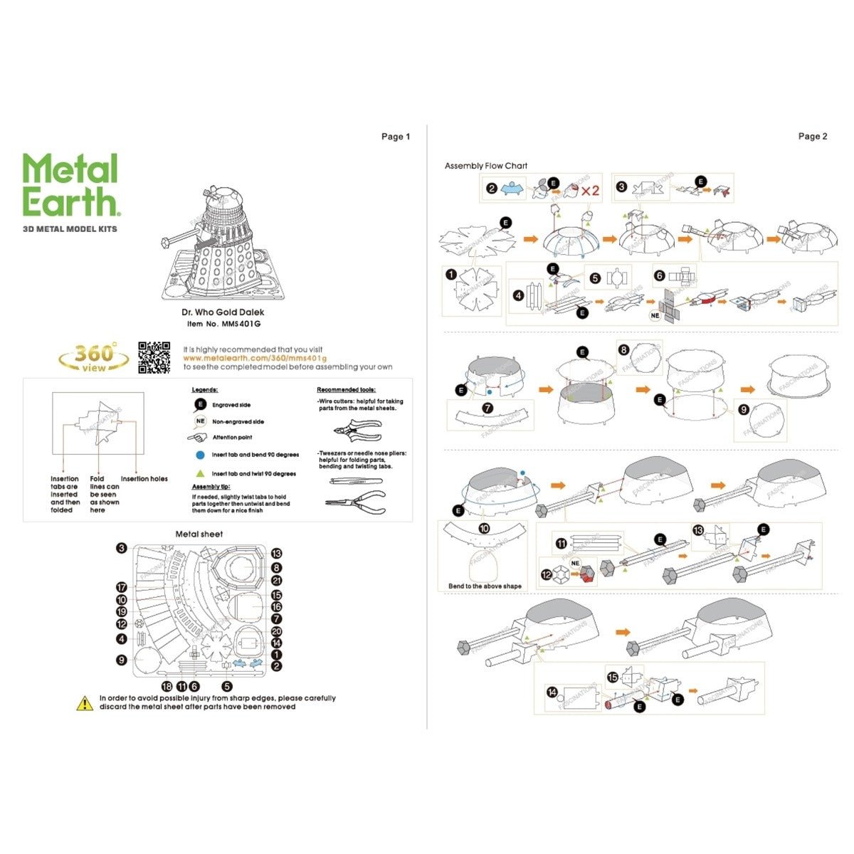 Metal Earth DIY 3D Model Doctor Who Gold Dalek - GeekCore