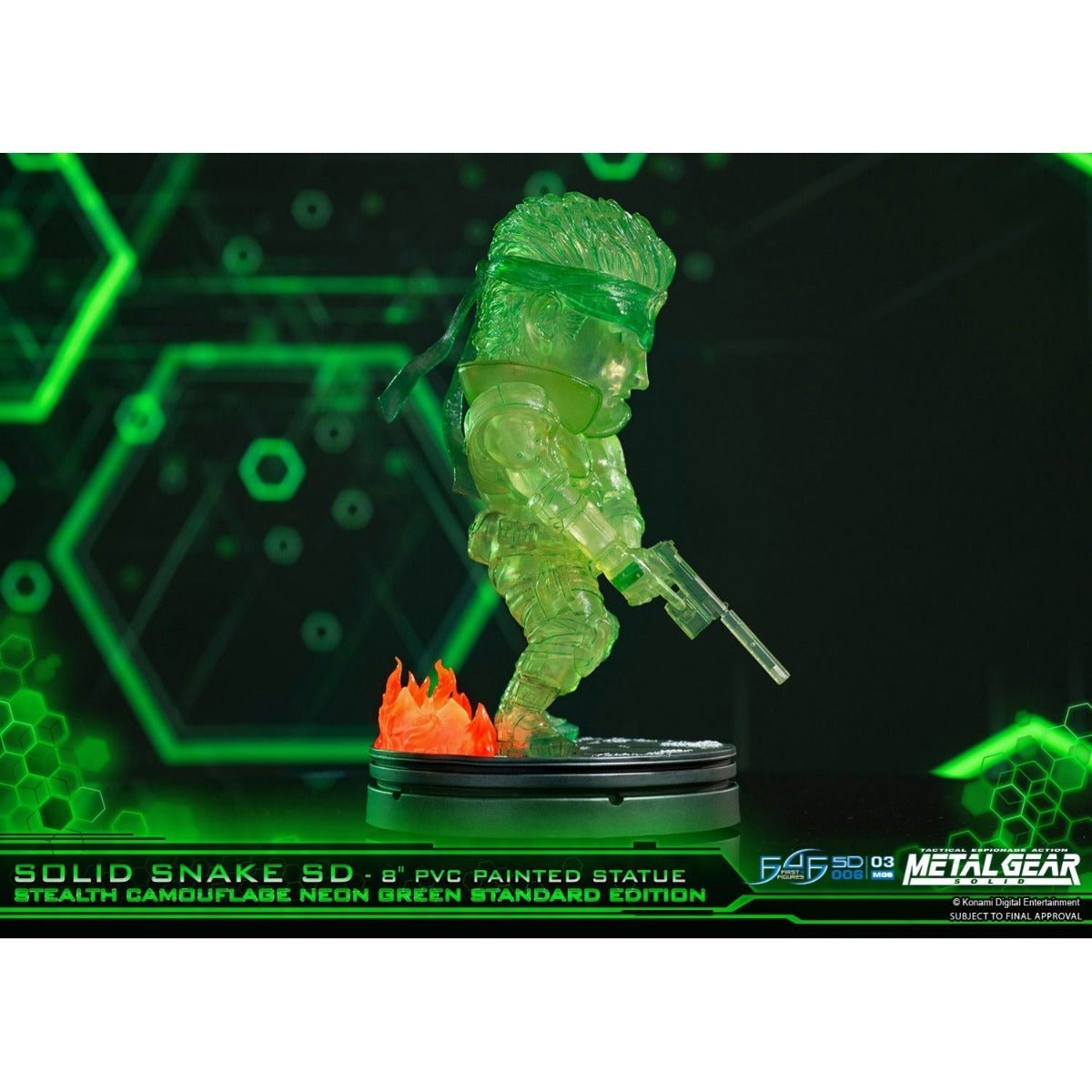 Metal Gear Solid - Solid Snake Neon Green Stealth Camouflage PVC Painted Statue - GeekCore