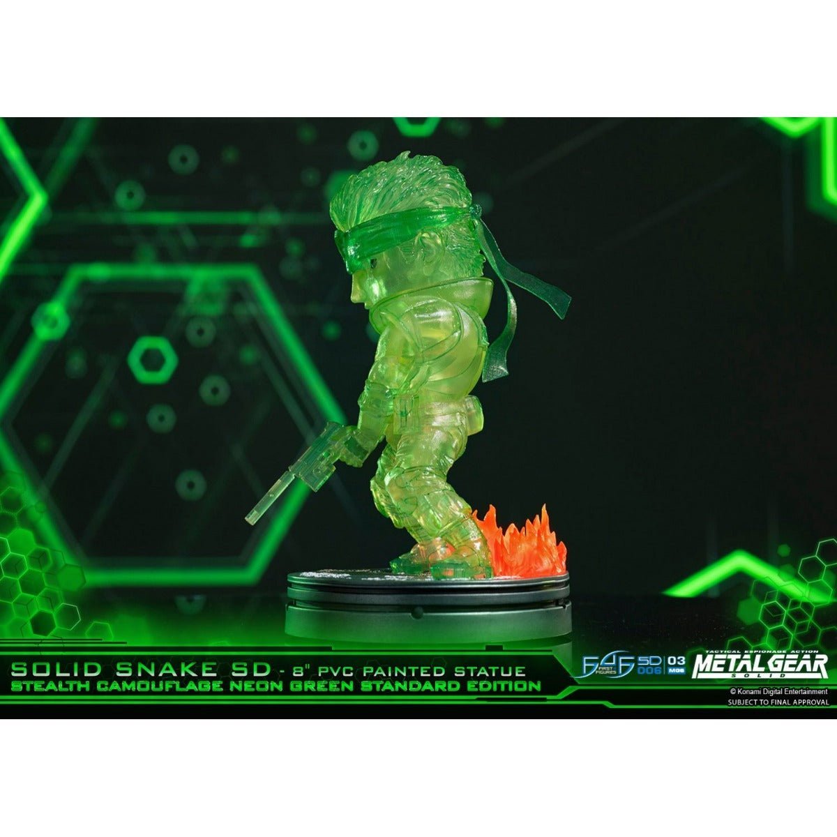 Metal Gear Solid - Solid Snake Neon Green Stealth Camouflage PVC Painted Statue - GeekCore
