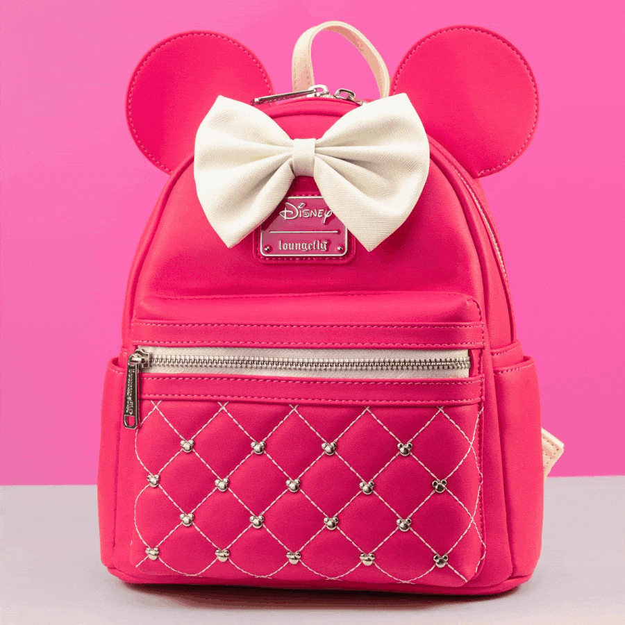 Loungefly x Disney Minnie Mouse Hot-Pink ‘Glowberry’ Quilted Mini Backpack