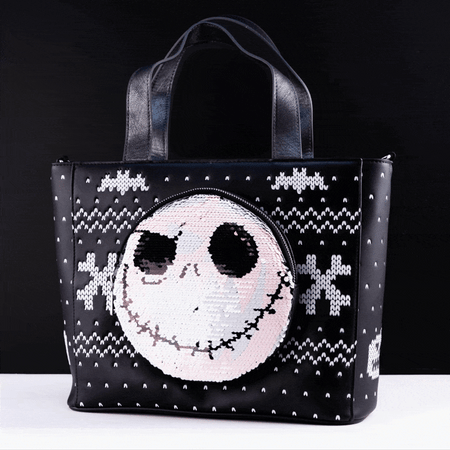 Loungefly x Disney Nightmare Before Christmas Jack Skellington Reversible Sequin Tote Bag