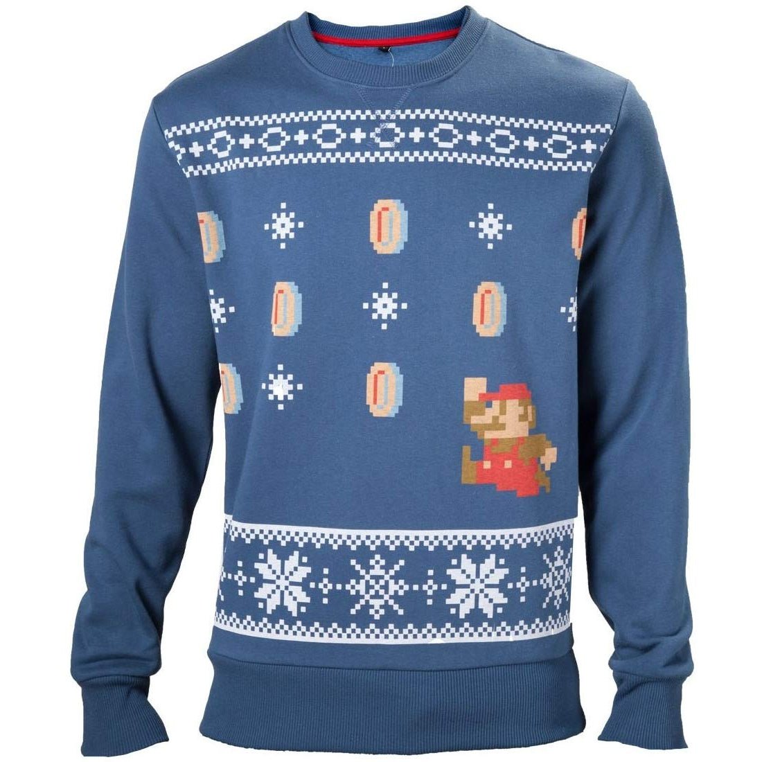 Nintendo Super Mario Bros Classic Blue Christmas Sweater - GeekCore
