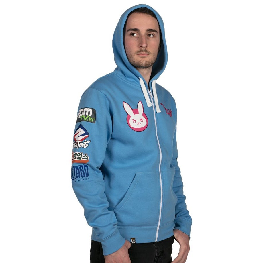 Overwatch D.Va Zip - Up Hoodie (Blue) - GeekCore