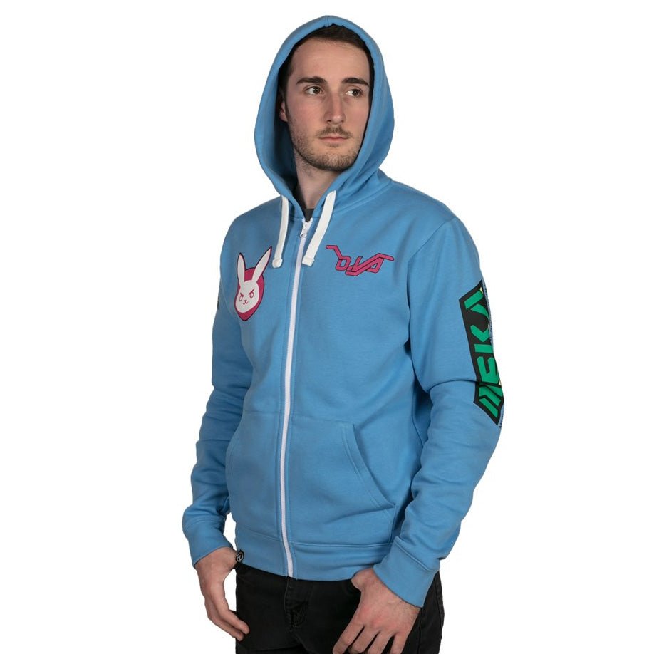 Overwatch D.Va Zip - Up Hoodie (Blue) - GeekCore