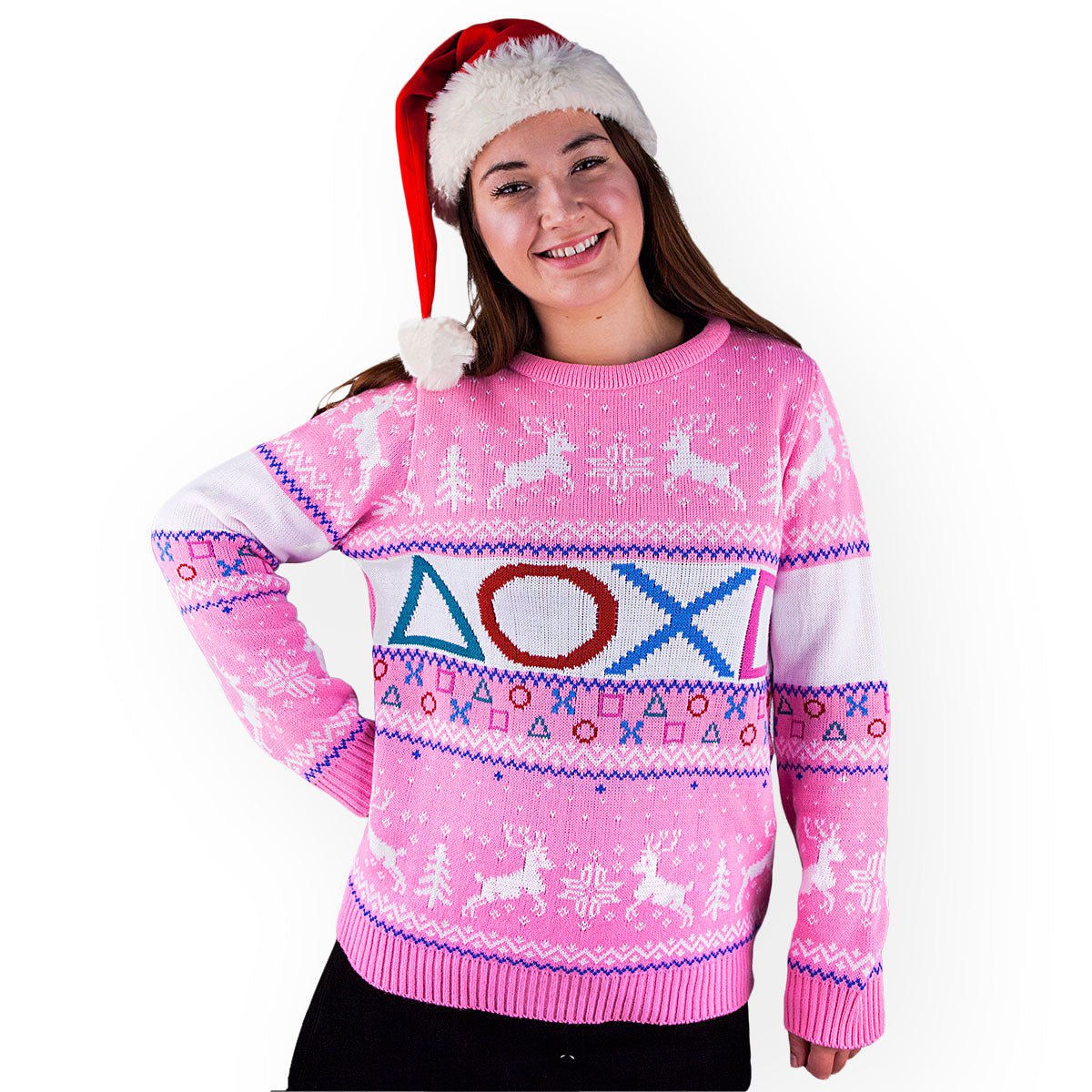 Playstation Pink Knitted Christmas Jumper - GeekCore